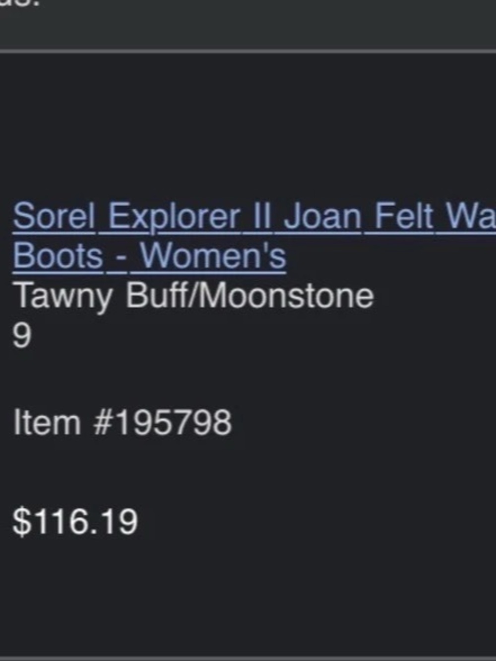 Sorel Waterproof Boots US 9 - Picture 8 of 9